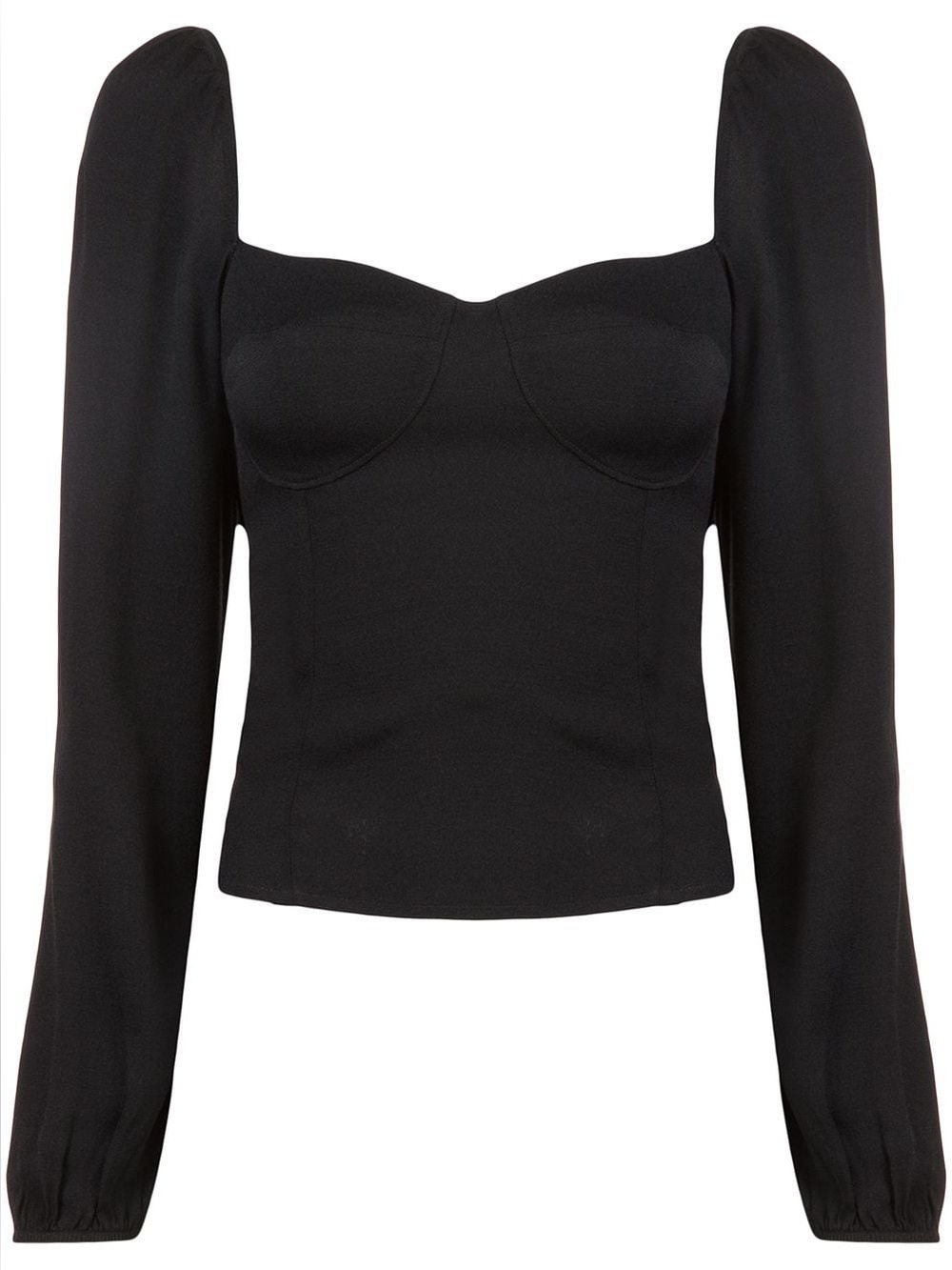 REFORMATION BLACK LINED LONG BALLON SLEEVE TOP